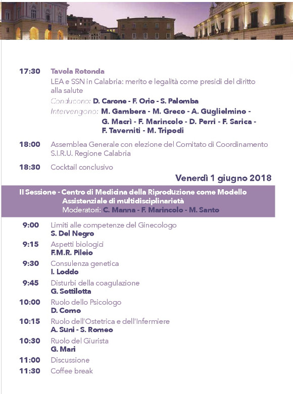 I CONGRESSO REGIONALE DELLA SOCIETÀ ITALIANA DI RIPRODUZIONE UMANA (S.I.R.U.)